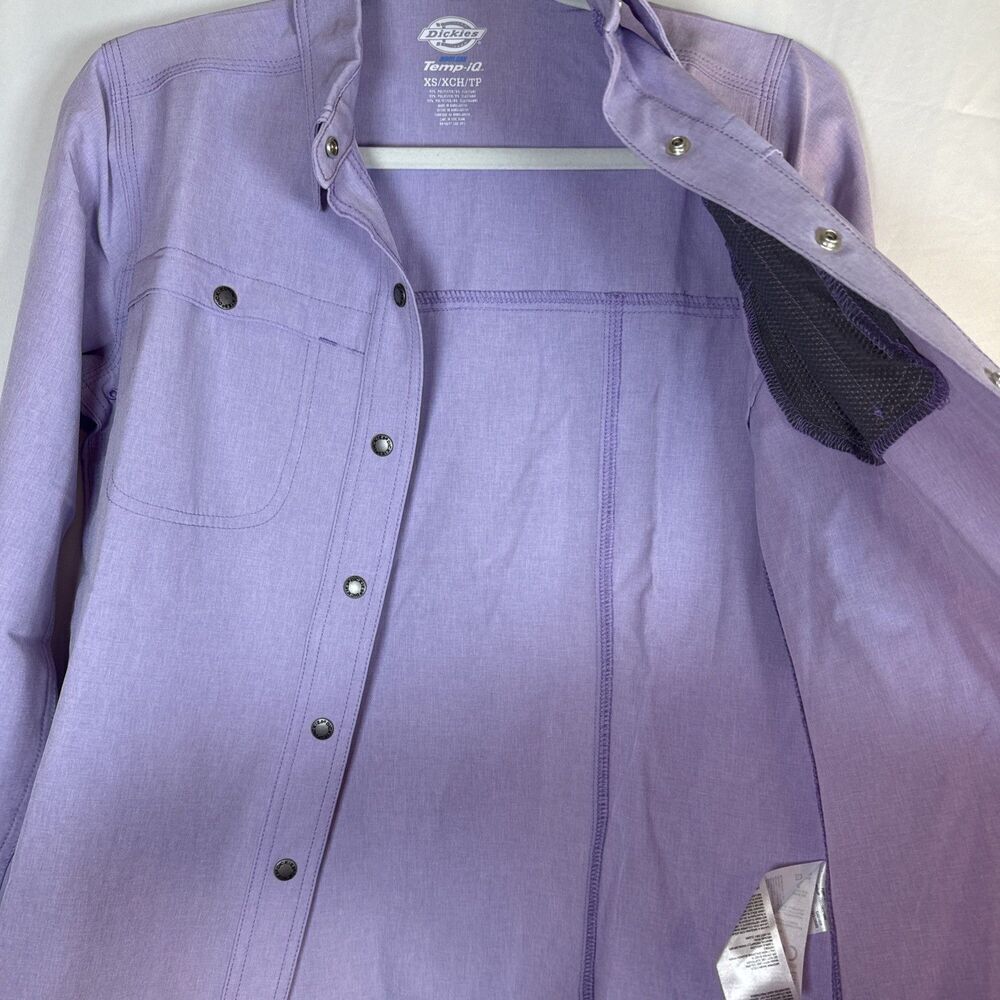 Dickies Temp IQ Women's Cooling Utility Long Sleeve Shirt Purple Snap Size XS - Picture 13 of 16